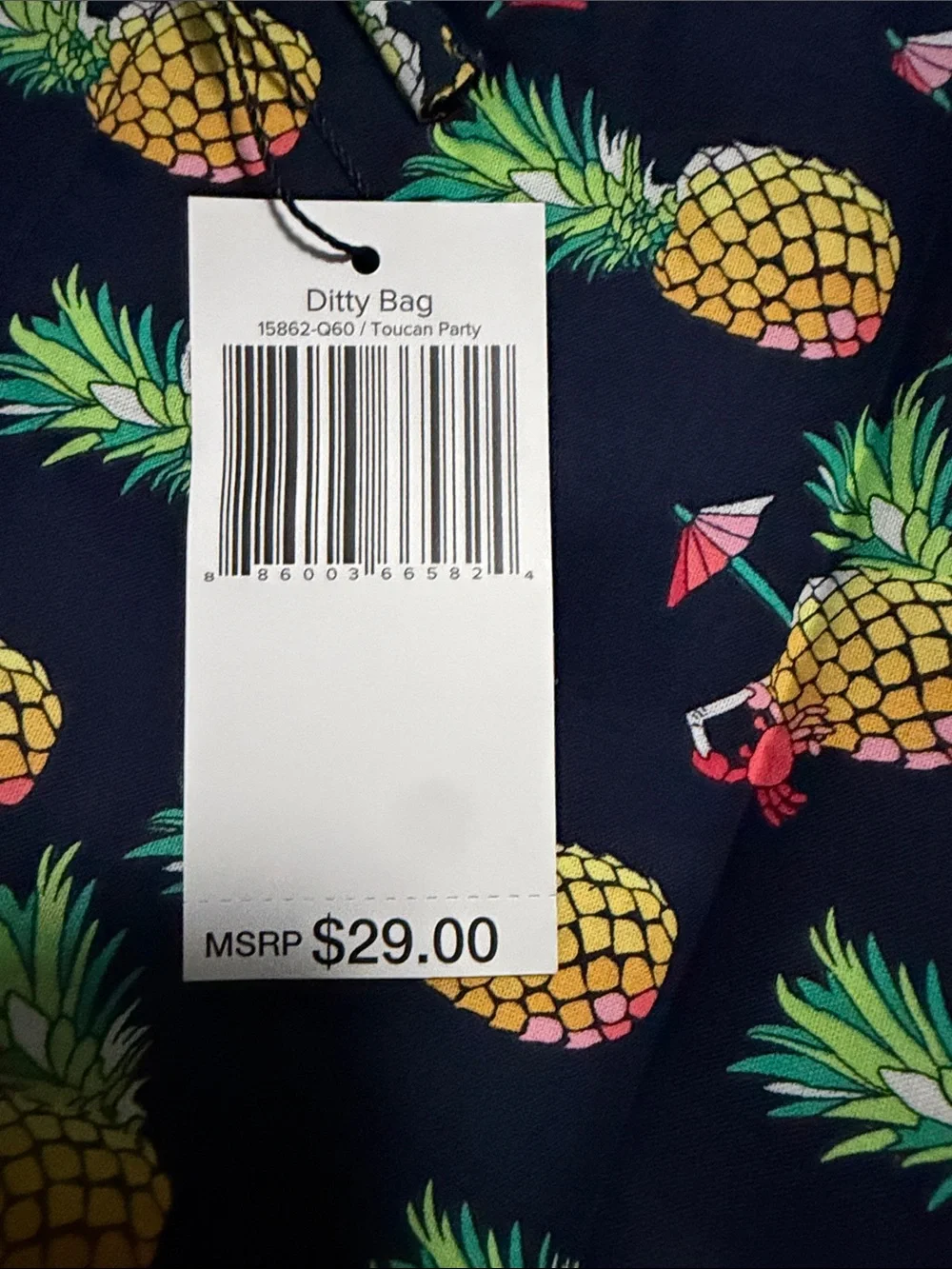 Vera Bradley Navy Pineapple Print Ditty Bag